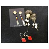 3- pairs of sterling earrings, Southwest style