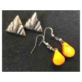2- pairs of sterling earrings, Southwest style
