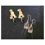 2- pairs of sterling earrings w/blk onyx