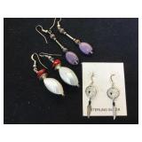 3- pairs of Southwest style earrings, some silver