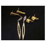 3- pairs of sterling earrings, various gems