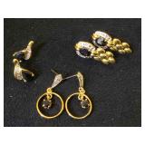 3- pairs of sterling earrings, various gems