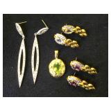 3- pairs of sterling earrings & a pendant,