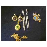 3- pairs of sterling earrings & Necklace, various