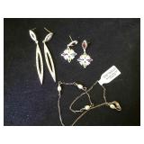 2- pairs of sterling earrings & a bracelet