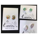 3- pairs of sterling earrings, hand-crafted,