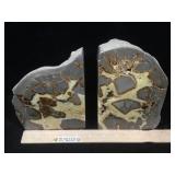Polished rock book ends w/some damage on the