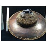 Hand made wood and woven reed tribal hat