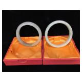 Pair of jade bangle bracelets with gift boxes