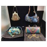 Lot of 3 Mary Francis purses and 1 vintage beaded
