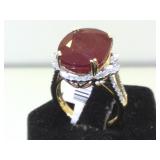 14K Gold Ruby 18.8 CT and Diamond Ring