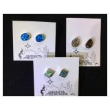 3- pairs of sterling earrings, hand-crafted