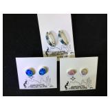 3- pairs of sterling earrings,hand-crafted