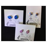 3- pairs of sterling earrings,hand-crafted
