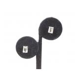 14k GOLD EARRINGS W/ clear gemstones , 2g