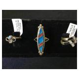 3- Southwest style rings, various gems, some