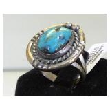 Sterling & Turquoise Southwest style ring, size 6
