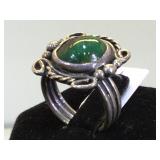 Sterling & Malachite Southwest style ring, size