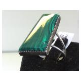 Sterling & Malachite Native American ring, signed