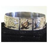 Heavy Sterling turtle bangle bracelet, 43g