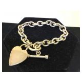 Sterling chain w/ heart bracelet, 29.7g