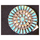 Sterling & Turquoise Petit point brooch/ pendant