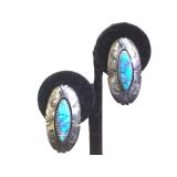 Sterling & Turquoise earrings ,signed WJ Johnson