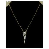 Sterling chain necklace w/ clear gemstone pendant