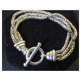 Sterling triple chain toggle bracelet, 31.3g