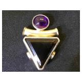 Sterling & Obsidian ,amethyst & Peridot pendant