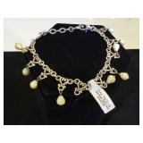 Sterling & pearl dangle bracelet