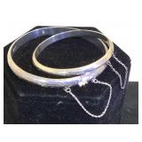 2- Sterling bangle bracelets , w/ safety chains