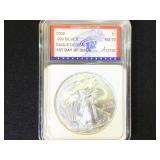 2008 AMERICAN SILVER EAGLE, cased & graded