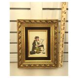 Framed Clown Painting on Board in the style of
