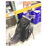 Gold bag with assorted clubs