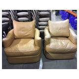 Pair of leather armchairs - 1 has some roughness