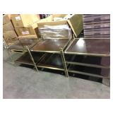 3 piece brass and wood side table set - 1 piece