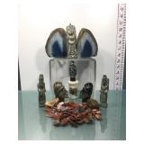 Geo Rock Bookends, Carved Stone Figurines, & More