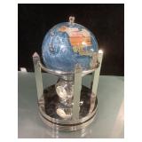 Semi Precious  Gemstone Globe  w/ Clock