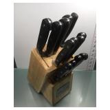 Wolfgang puck kitchen knives set w/wooden holder
