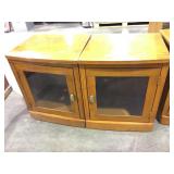 Pair of glass front door side tables