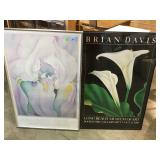 2 framed floral wall hangings, , both are 24 by