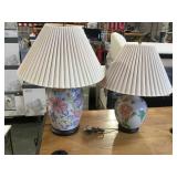 2 ceramic floral base lamps