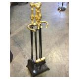 Brass handled fireplace set