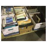 Bottom shelf, books, envelopes, office supplies