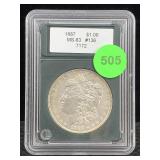 1887 Silver Morgan Dollar Cased Graded
