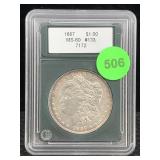 1887 Silver Morgan Dollar Cased Graded