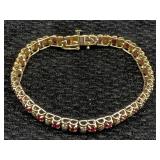 10k Gold Bracelet Diamond Rubies 11g Sz7