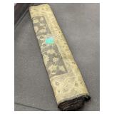 Brown and cream color pattern rug, approx 88x58in
