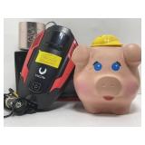 Vtg Fisher Price 80s Piggy Bank Yellow Hard Hat,